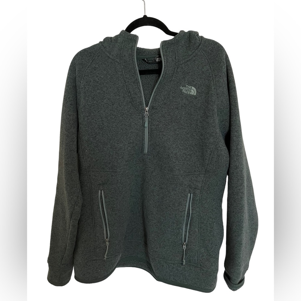 The North Face Pullover Women's XL Half Zip Hoodie‎ Fleece Knit Green READ PLS!